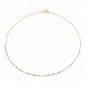 Real diamond tennis interlocking bolo necklace pull adjustable, solid 14k solid gold, delicate bridal necklace, 1.62 ct diamond of 1.60MM