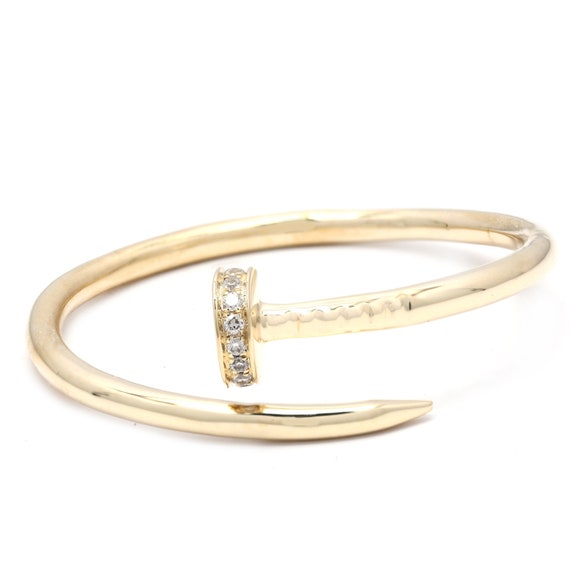 14k Solid Gold & Diamond Nail Head Ring / Nail Head Ring/ | Etsy
