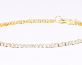Real diamonds tennis bracelet, solid 18k solid gold, delicate bridal bracelet, thin diamond bracelet for women