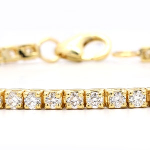 Real 2mm diamonds tennis bracelet, solid 14k solid gold, delicate bridal bracelet, thin diamond bracelet for women