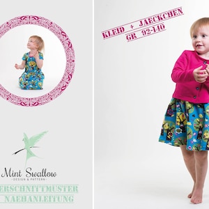 Paper pattern short sleeve dress & jacket for children in sizes 92-140