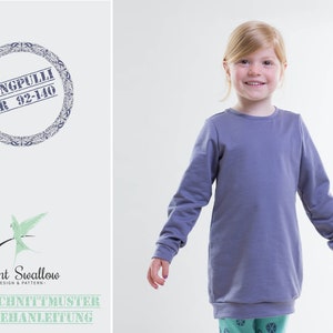 Paper pattern children&#39;s long sweater/sweater with sewing instructions (sizes 92-140)