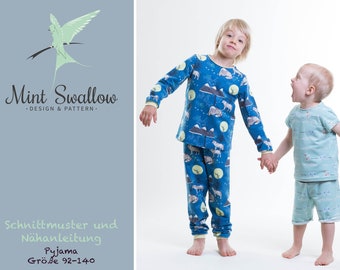 Pyjama-Schnittmusterset Größe 92-140 mit Nähanleitung (unisex)