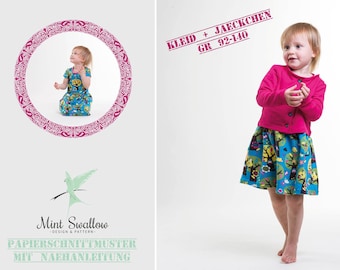 Paper pattern short sleeve dress & jacket for children in sizes 92-140