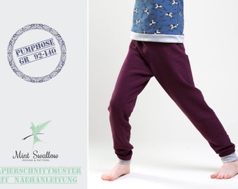 Patrón de papel: Pantalones bomba / pantalones de jersey en tallas 92-140 unisex