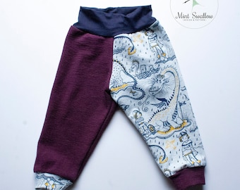 Patrón en papel para pantalones de punto unisex/pantalones de jogging con instrucciones de costura en tallas 56-92