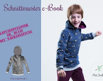 Papierschnittmuster Kinder-Kapuzenpullover mit Nähanleitung (e-book) in den Größen 86-140