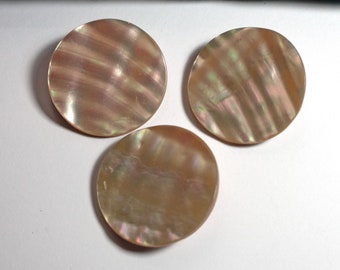 3 large vintage mother-of-pearl buttons 33 mm light beige buttons made of mother-of-pearl, old buttons, statement, buckle types