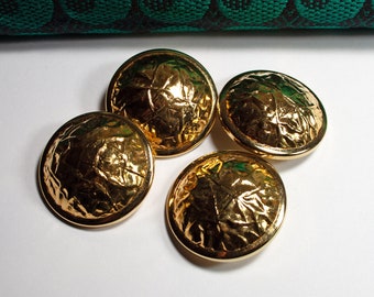 4 large vintage buttons 34 mm gold-colored metal look plastic buttons old buttons statement coat buttons, buckle types