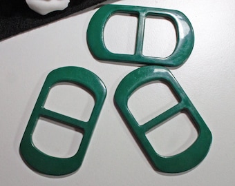 3 vintage buckles 25 mm green, belt buckles, plastic buckles, old buckles, buckle types