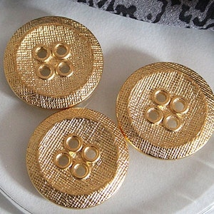 3 old vintage buttons 26 mm gold-colored, metal buttons, large buttons, coat buttons, jacket buttons, buckle types