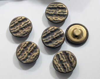 6 Knöpfe, 16mm, messingfarben, Metallknöpfe, Trachtenknöpfe, messingfarben, 20er, 30er, Sammlerstücke, Rarität, SchnallenARTen