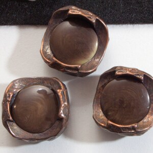 3 vintage buttons, 21 mm, copper-colored brown plastic jacket buttons, coat buttons, 50s 60s retro, SchnallenARTen, ART. 860