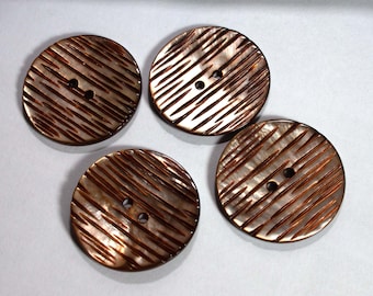 4 old vintage mother-of-pearl buttons 28 mm brown, 2 holes, mother-of-pearl buttons, old buttons, buckle types