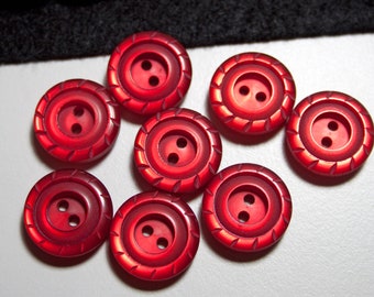 8 Vintage Knöpfe 18mm rot, Kunststoffknöpfe, Retro, alte Knöpfe, Vintage Material, SchnallenARTen