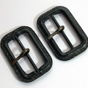 3 Vintage Lederschnallen 32mm schwarz Gürtelschnallen Vintage alte Gürtelschnalle, SchnallenARTen, ART. 540