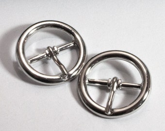 2 Gürtelschnallen 22mm rund silberfarbene Metallschnallen mit Dorn Gürtelschließe, SchnallenARTen