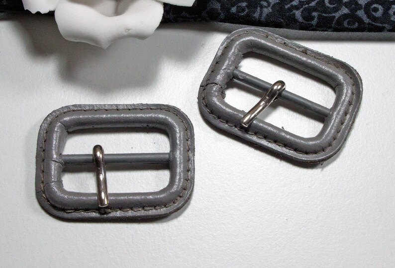 2 Leather Buckles 25mm Grey Belt Buckles Old Buckles Old Etsy