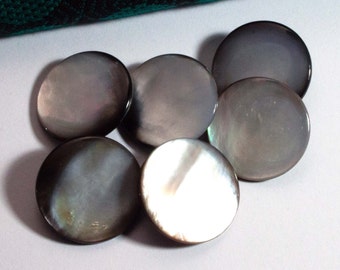 6 old vintage mother of pearl buttons 23 mm gray buttons mother of pearl, old buttons, buckle types