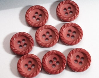 8 vintage buttons 20 mm pink rose colored 4 hole plastic buttons, bucklesARTen