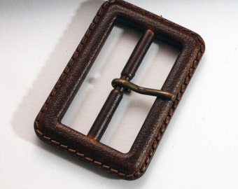 Belt buckle 40 mm brown plastic with mandrel, leather look, plastic buckle, vintage belt buckle, buckles ART