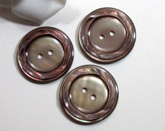 20 mm Durchmesser 12 Perlmuttknöpfe,true Vintage,silberne Metallöse 