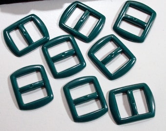 8 small buckles 13 mm green, petrol, dark green, plastic buckles, strap buckles, strap buckles, sliders, buckle types