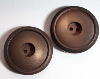 2 vintage buttons 34 mm brown, 2 hole, plastic buttons, old buttons, vintage buttons, coat buttons, buckle types