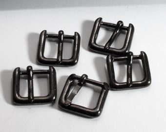 5 small buckles 15 mm silver-coloured dark grey strap buckles roller buckles shoe buckle strap buckle, small clasp