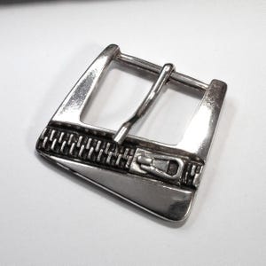 Gürtelschnalle 30mm silberfarben Reißverschluss Gürtelschließe Metallschnalle, SchnallenARTen, ART. 993