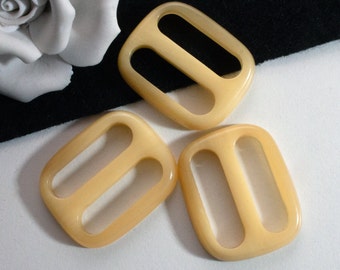 3 buckles 27 mm vintage belt buckles yellow beige, old belt buckles, plastic buckle, belt clasps, buckle types