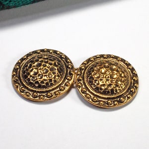 Vintage Trachtenschließe 20mm Dirndl Gürtelschließe 2.-teilig Metall goldfarben rund, SchnallenARTen, ART. 973