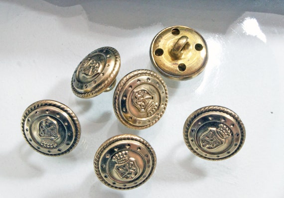 6 Buttons 11 Mm Gold Metal Buttons Small Buttons Uniform Etsy