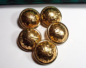 5 large vintage buttons 27 mm gold-colored metal look plastic buttons old buttons statement coat buttons, buckle types