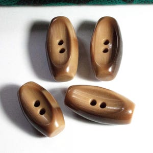 4 Vintage Knebelknöpfe 30 X 12mm braun alte Kunststoffknöpfe, SchnallenARTen, ART. 902