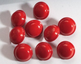 9 Vintage Knöpfe 15mm rot, kleine Kunststoffknöpfe Ösenknöpfe, SchnallenARTen