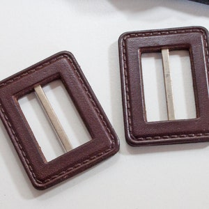 2 Lederschnallen 25mm braun Vintage Gürtelschnalle aus Leder ohne Dorn, SchnallenARTen, ARt. 436