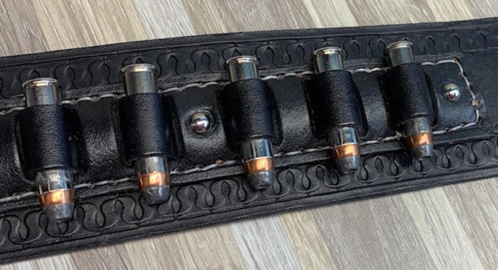 Leather Gun Belt Custom Stamped Initials with Bullet Loops Etsy