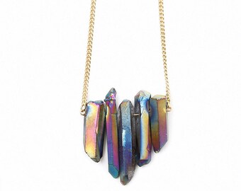 Rainbow Quartz Collier - oro