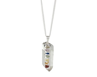 Chakra Rock Collar de Cristal Plateado