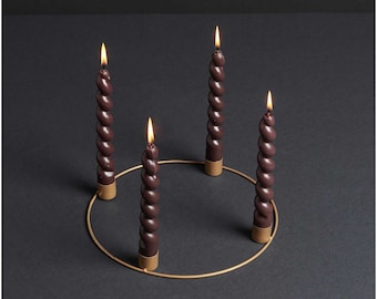 Advent wreath candlestick metal gold