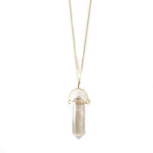 Bergkristall Pendel Halskette Edelstein Kette Clear Crystal vergoldet