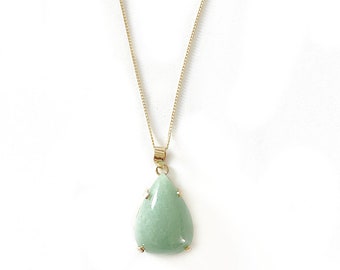 Aventurine necklace 18k gold filled with a set aventurine