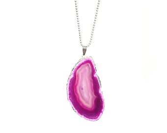 Agate necklace silver-plated with agate disc