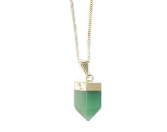 Aventurine necklace, gold-plated
