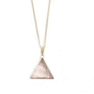 Rose quartz necklace with triangle gold plated