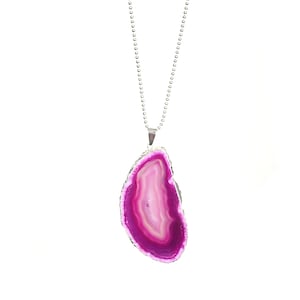 Agate necklace silver-plated with agate disc image 1