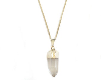 Rock crystal necklace gold-plated