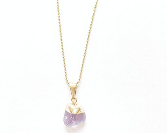 Amethyst necklace gemstone necklace amethyst jewelry gold plated