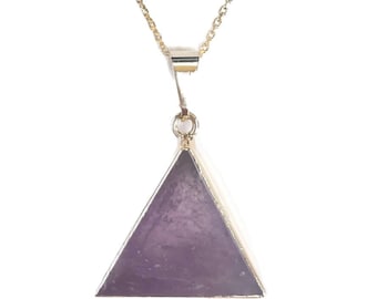 Amethyst necklace with triangle gemstone necklace with amethyst gold plated